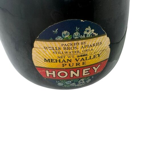 Frankoma Pottery Honey Jar Jug ~ #833 Black Pitcher Design~ W/ Original Sticker - Picture 3 of 10